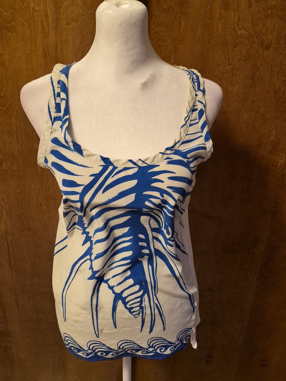 RARE Emilio Pucci Blue and Cream Graphic Tank Top - Picture 4 of 14